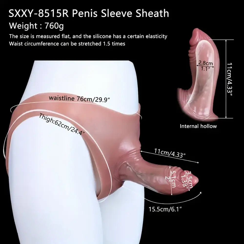 6.1in Silicone Wearable Hollow Dildo Panty With Briefs Adult Sex Toy