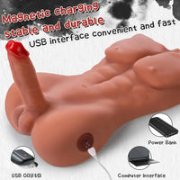 6.1in Super Real Exclusive Lover Male Torso Dildo Vibrating Thrusting Cock