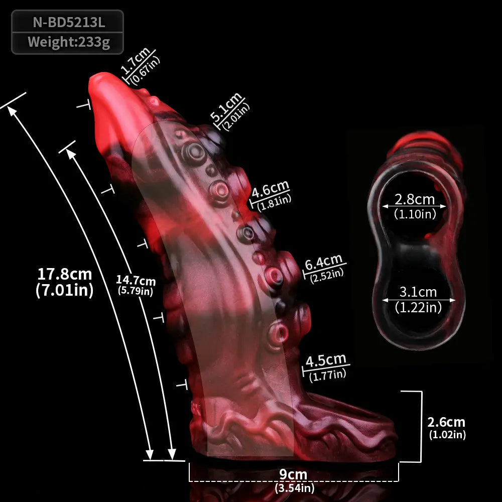 6.22in 7.01in 7.95in Tentacle Animal Penis Soft Dildo Sleeve Cock Extender
