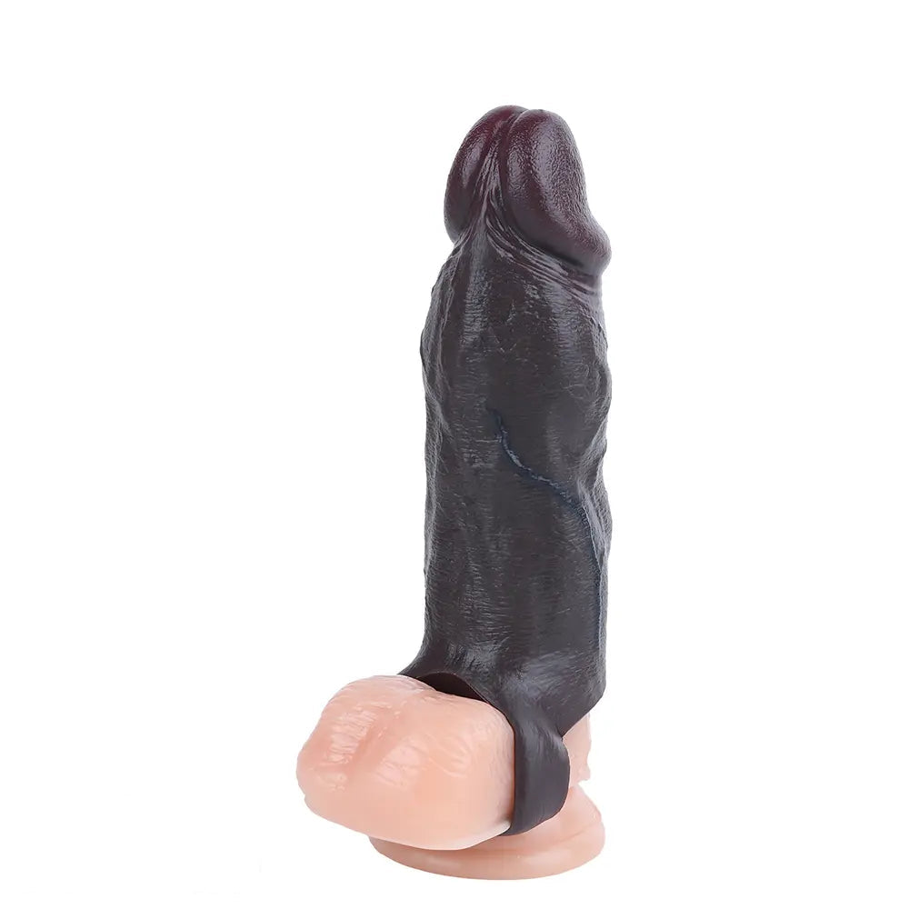 6.22in Silicone Realistic Cock Ring Dildo Sleeve Soft Male Penis Sleeve