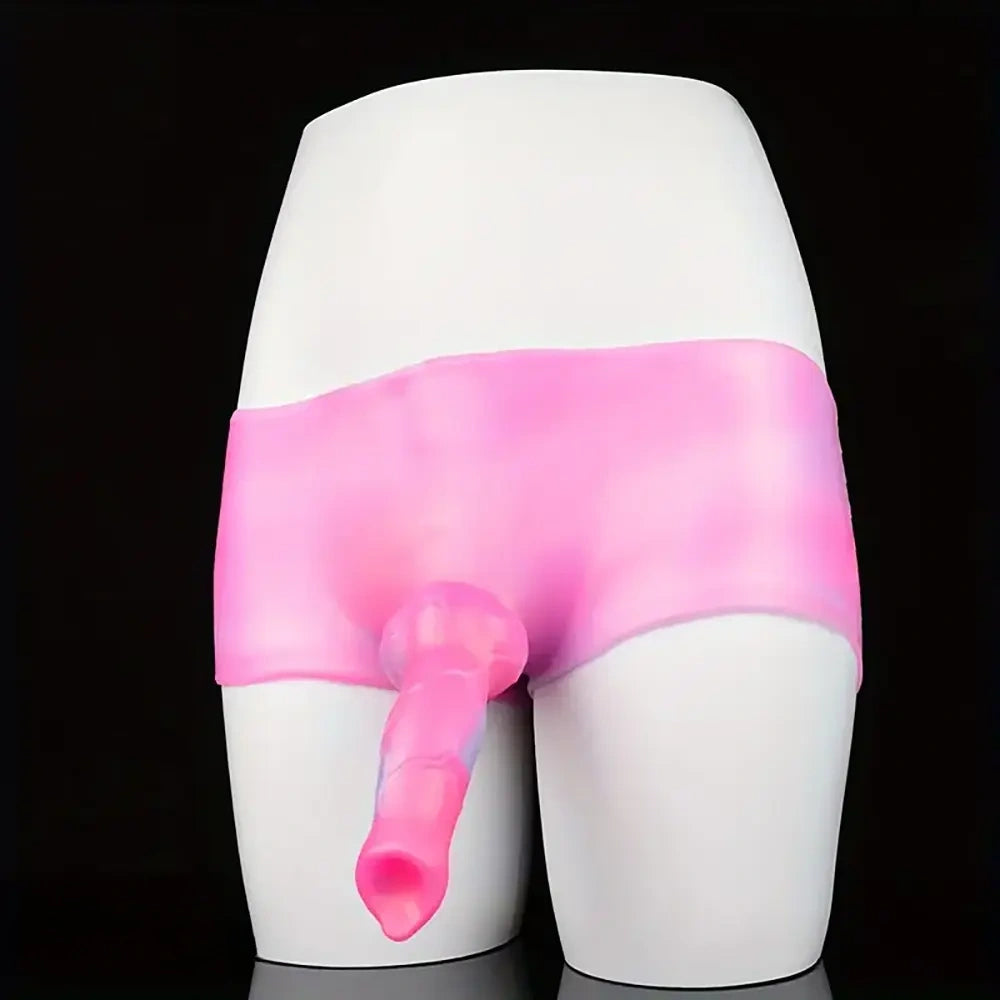 6.25in Silicone Dog Knot Soft Animal Dildo Wearable Panty For Role Play