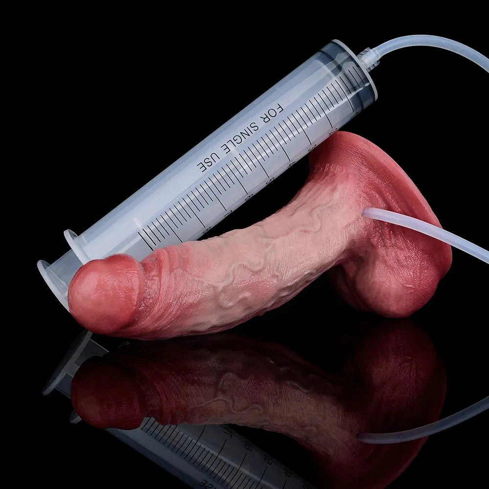 6.26in Dual Density Silicone Ejaculating Dildo For Couple Foreplay Item