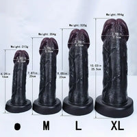 6.29in 7.87in 9.05in 10.03in Ebony Big Head Glans Mushroom Dildo