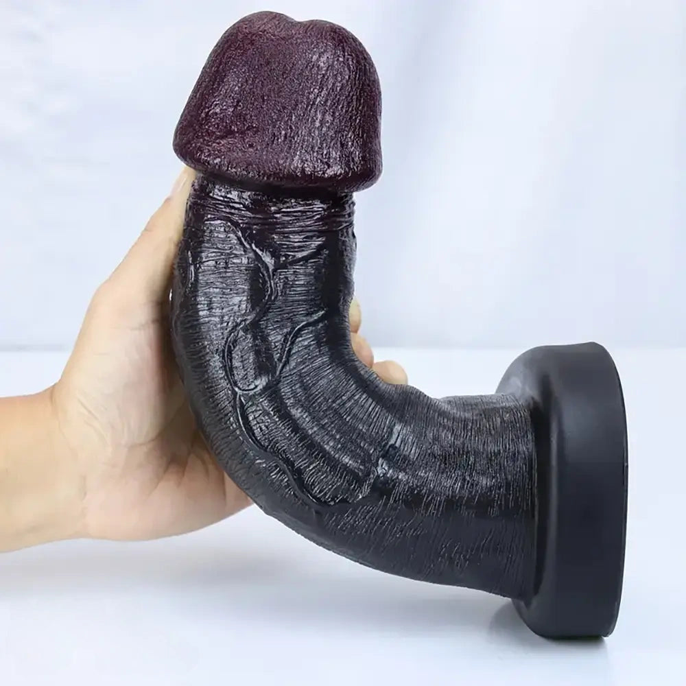 6.29in 7.87in 9.05in 10.03in Ebony Big Head Glans Mushroom Dildo