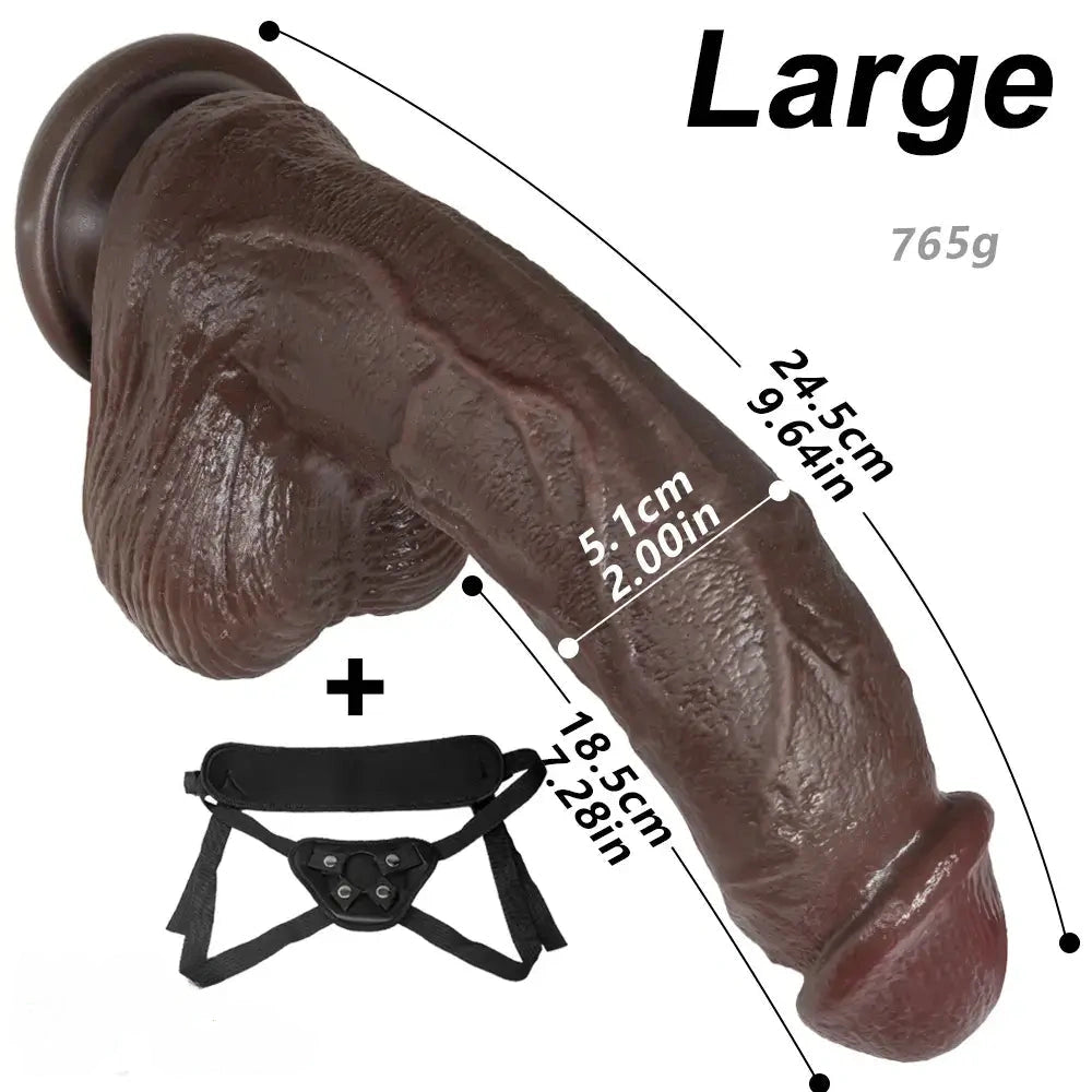 6.29in 7.87in 9.64in Curved Strap on Realistic Dildo Unisex Cock Sex Toy