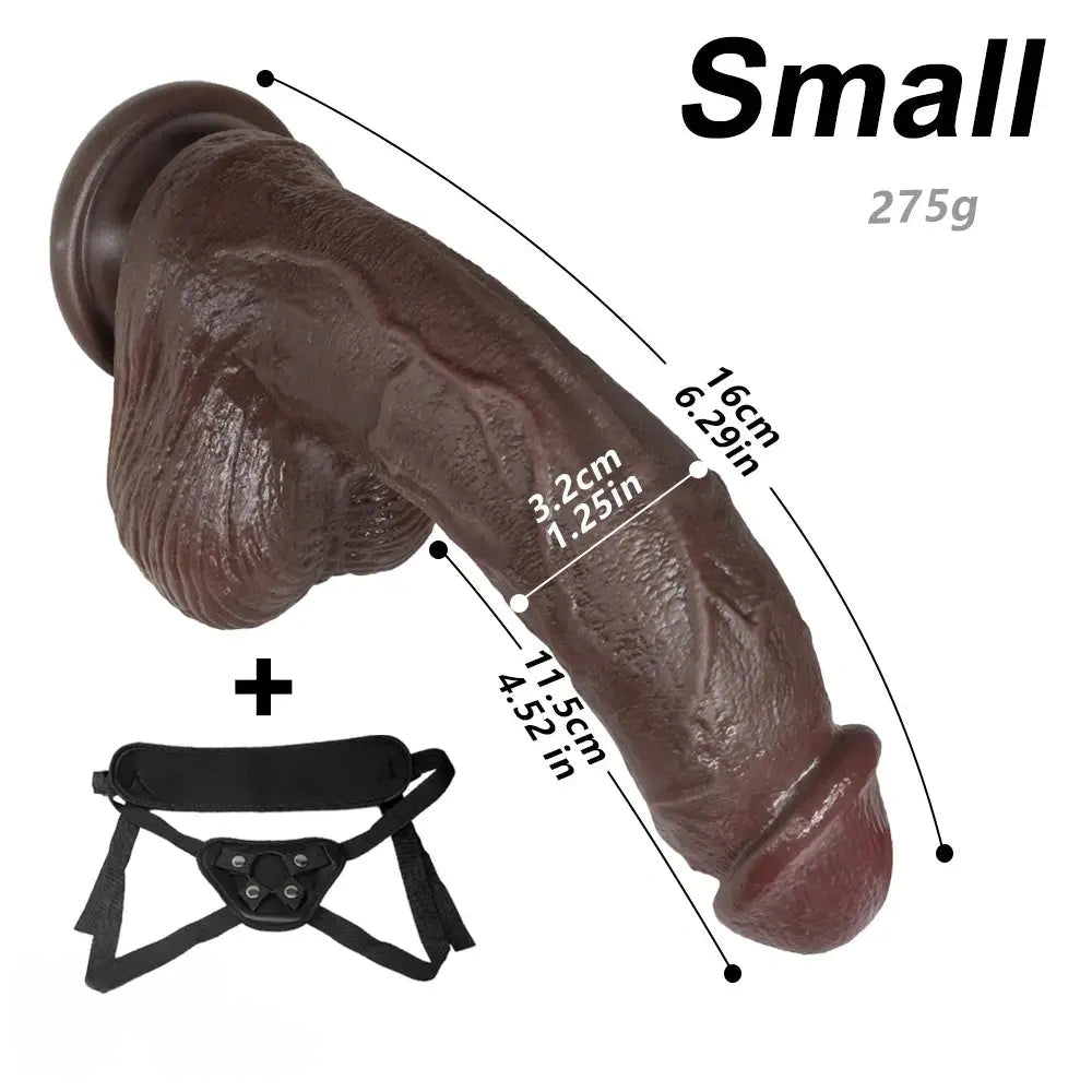 6.29in 7.87in 9.64in Curved Strap on Realistic Dildo Unisex Cock Sex Toy