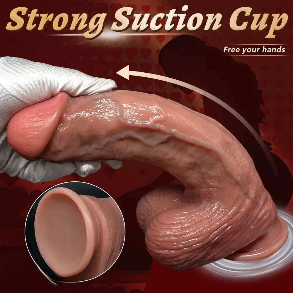 6.29in 7.87in 9.64in Double Layer Curved Silicone Strap on Dildo For Love