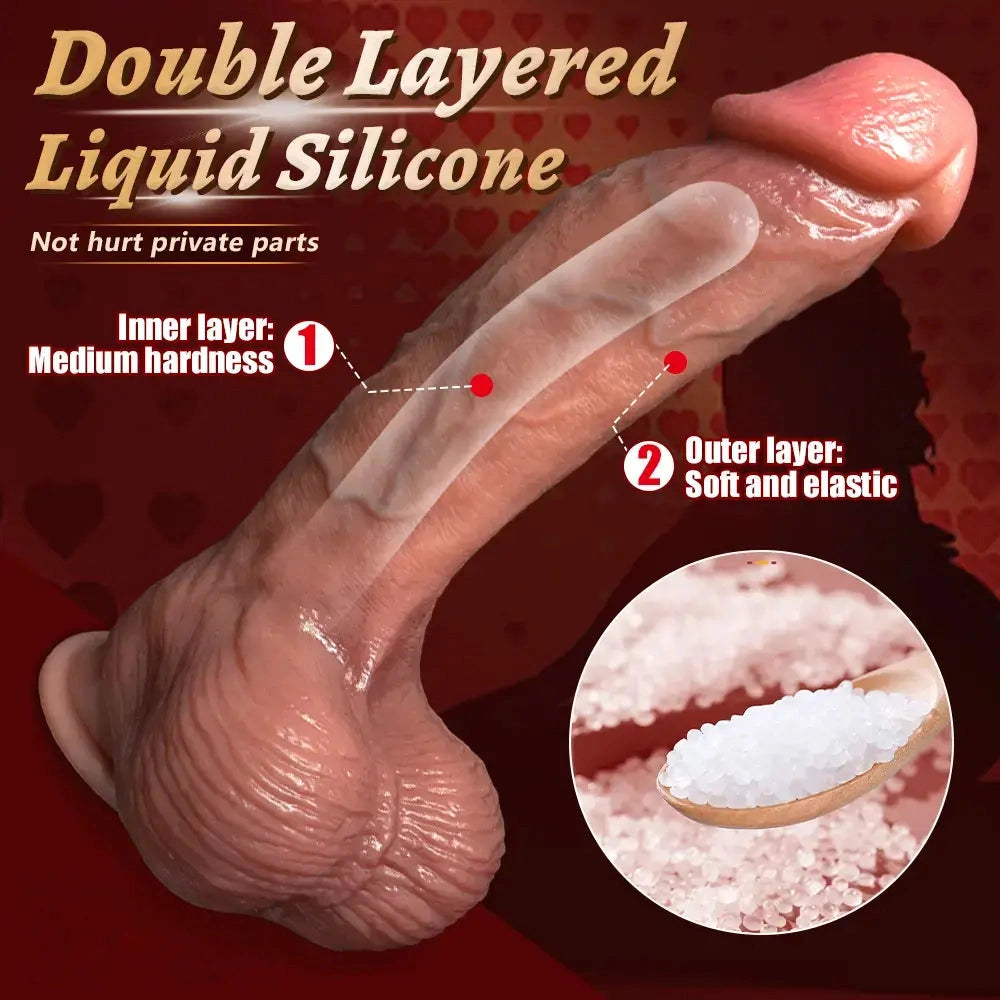 6.29in 7.87in 9.64in Double Layer Curved Silicone Strap on Dildo For Love