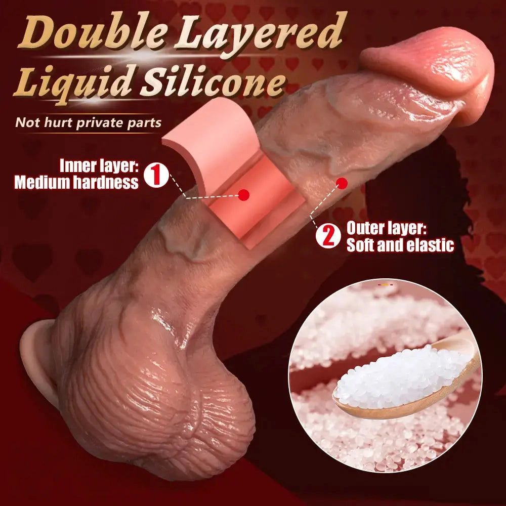 6.29in 7.87in 9.64in Double Layer Curved Silicone Strap on Dildo For Love