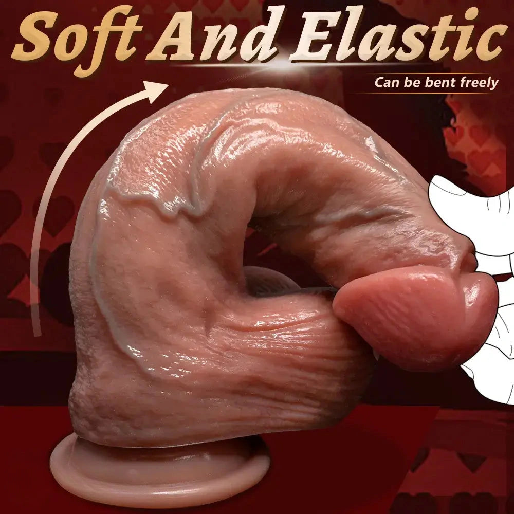 6.29in 7.87in 9.64in Double Layer Curved Silicone Strap on Dildo For Love
