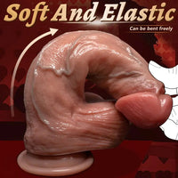 6.29in 7.87in 9.64in Double Layer Curved Silicone Strap on Dildo For Love