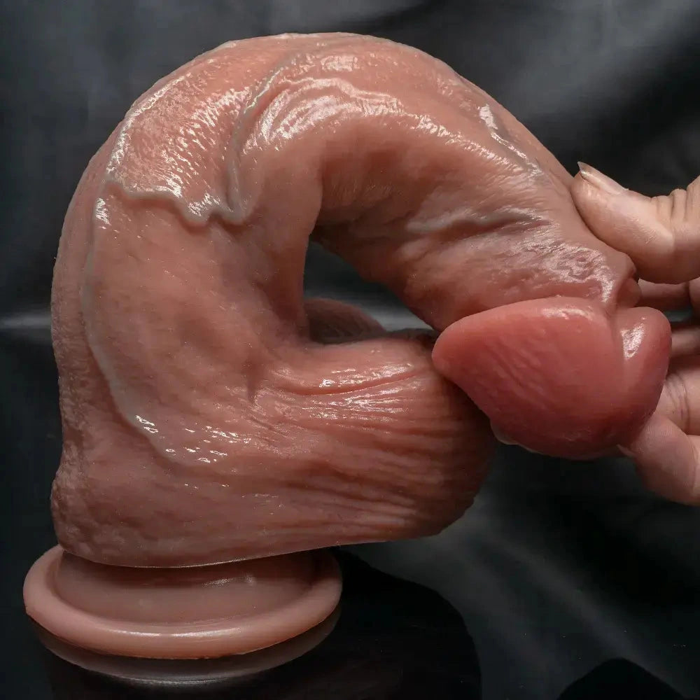 6.29in 7.87in 9.64in Double Layer Curved Silicone Strap on Dildo For Love