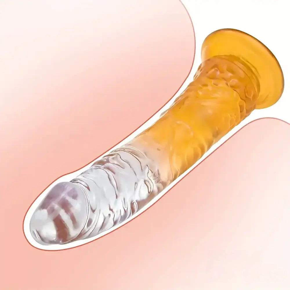 6.29in 7in 7.67in 8.46in Clear Crystal Real Cock Dildo For G-Spot Vagina
