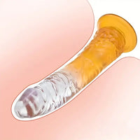 6.29in 7in 7.67in 8.46in Clear Crystal Real Cock Dildo For G-Spot Vagina
