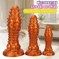 6.29in 8.66in 11.02in Spiked Stripe Silicone Butt Plug Fantasy Dildo Cock Toy