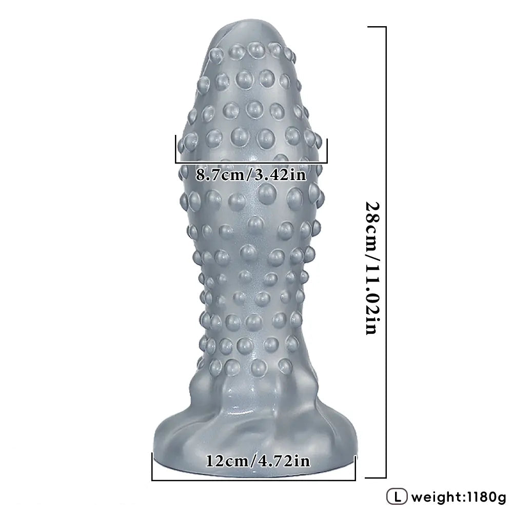6.29in 8.66in 11.02in Spiked Stripe Silicone Butt Plug Fantasy Dildo Cock Toy