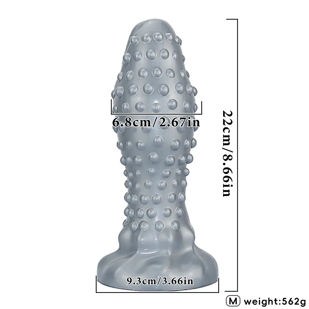 6.29in 8.66in 11.02in Spiked Stripe Silicone Butt Plug Fantasy Dildo Cock Toy