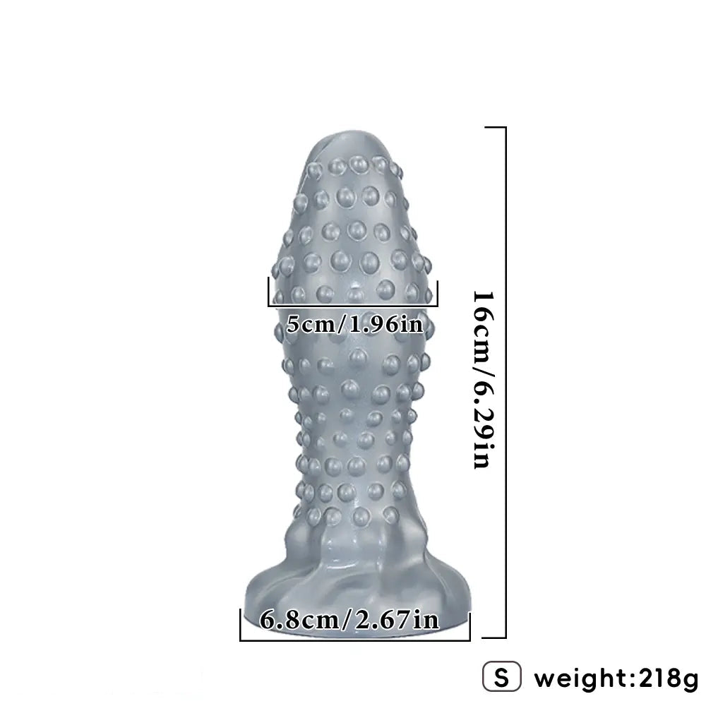 6.29in 8.66in 11.02in Spiked Stripe Silicone Butt Plug Fantasy Dildo Cock Toy