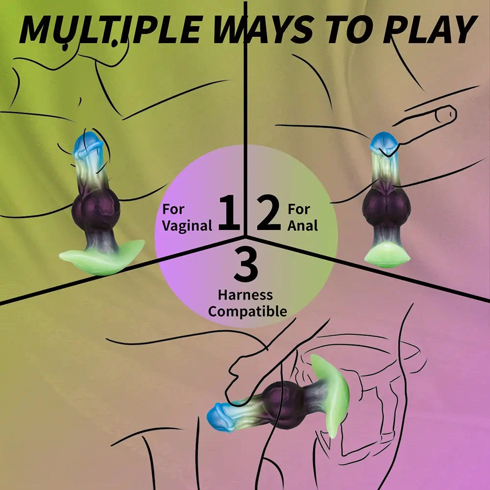 6.29in Horse Head Knot Monster Silicone Dildo For Anus Dual Pleasure