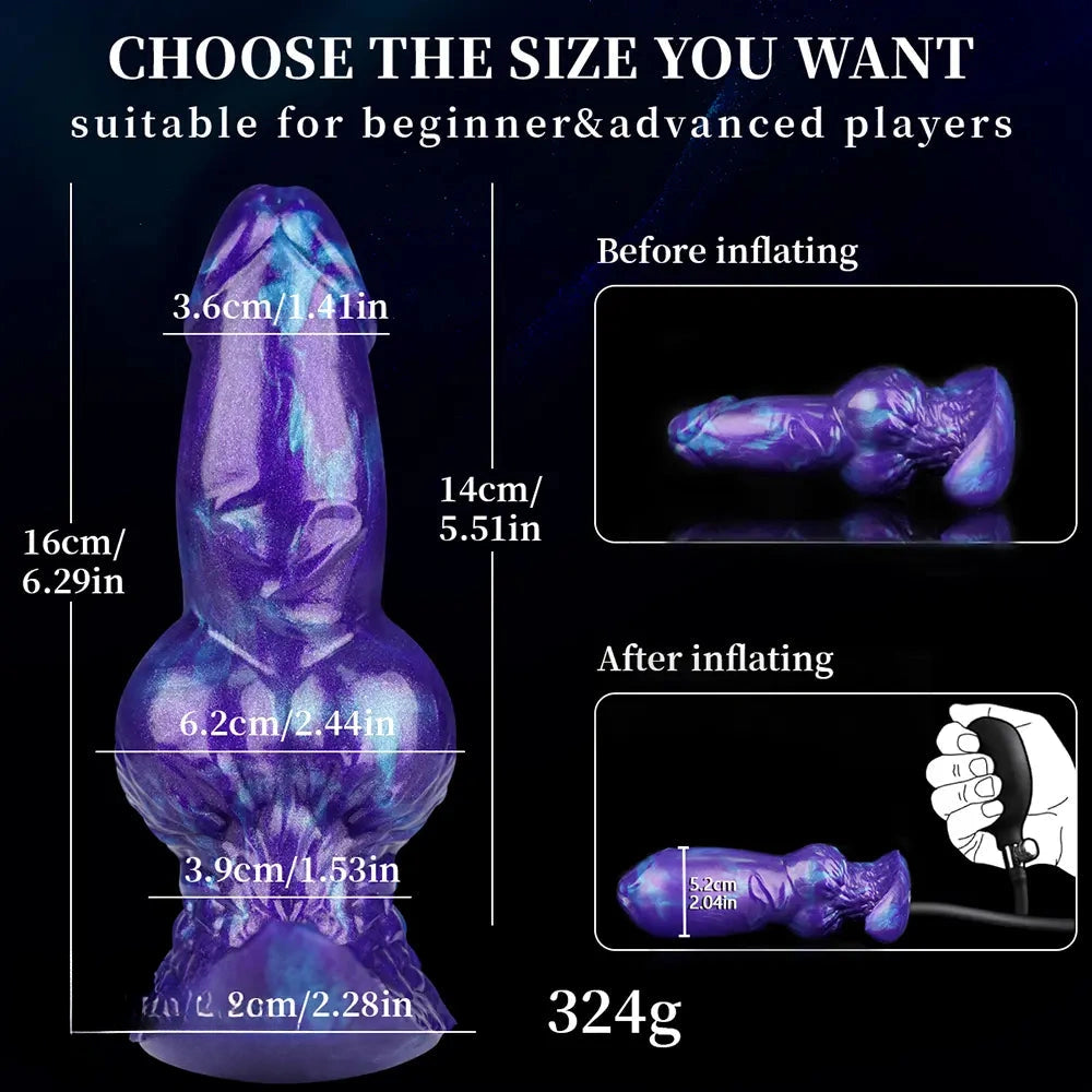 6.29in Inflatable Dog Knot Silicone Dildo Hands-free Play Adult Toy