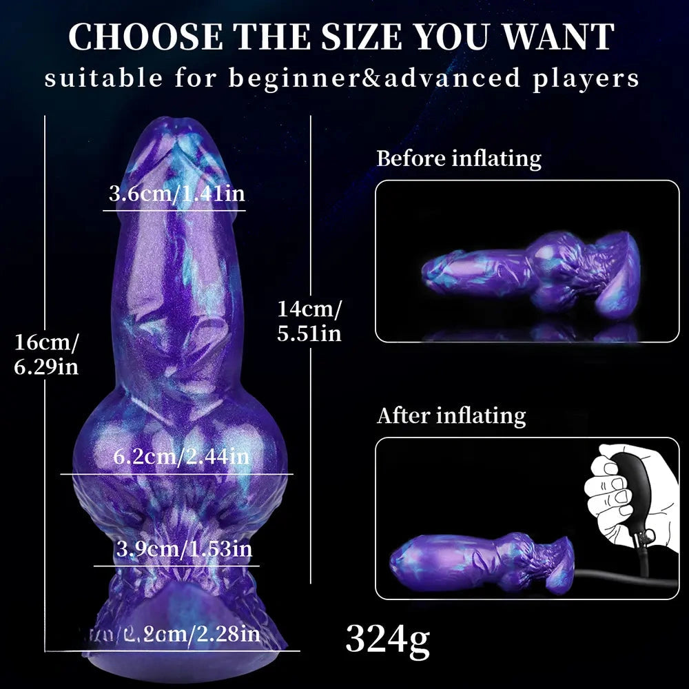 6.29in Inflatable Dog Knot Silicone Dildo Hands-free Play Adult Toy