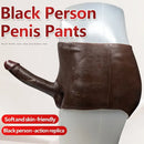 6.29in Wearable Silicone Ebony Solid Hollow Dildo Pants With Builtin Skeleton