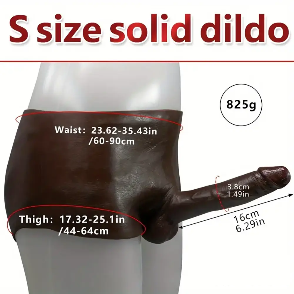 6.29in Wearable Silicone Ebony Solid Hollow Dildo Pants With Builtin Skeleton