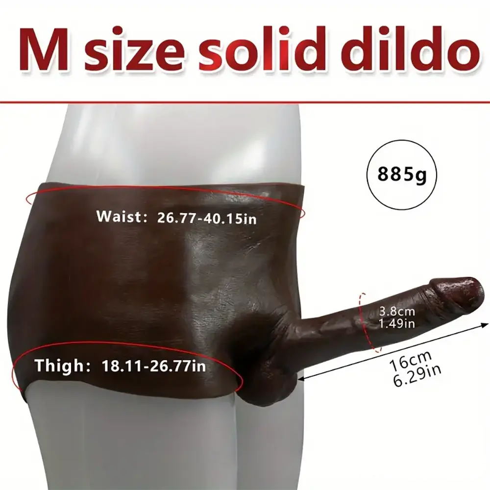 6.29in Wearable Silicone Ebony Solid Hollow Dildo Pants With Builtin Skeleton