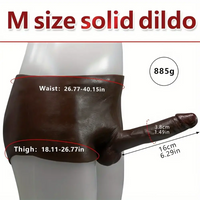 6.29in Wearable Silicone Ebony Solid Hollow Dildo Pants With Builtin Skeleton
