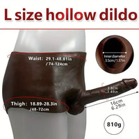 6.29in Wearable Silicone Ebony Solid Hollow Dildo Pants With Builtin Skeleton