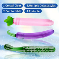 6.2in 7.5in 7.7in Multiple Colors Fruit Vegetable Crystal Glass Anal Plug Dildo