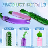 6.2in 7.5in 7.7in Multiple Colors Fruit Vegetable Crystal Glass Anal Plug Dildo