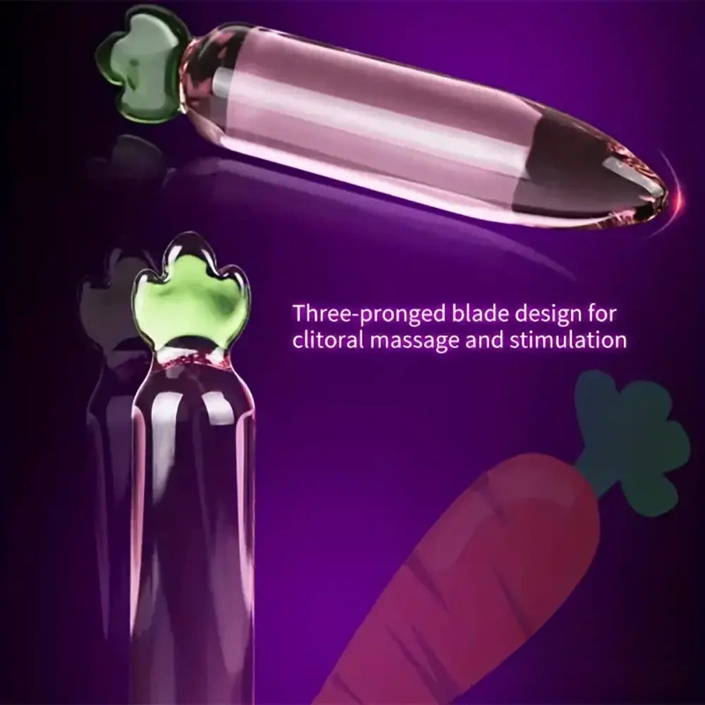 6.2in 7.5in 7.7in Multiple Colors Fruit Vegetable Crystal Glass Anal Plug Dildo