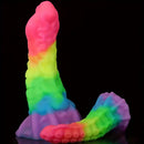 6.34in 8.66in Silicone Soft Rainbow Cock Tentacle Luminous Dildo