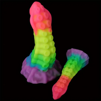 6.34in 8.66in Silicone Soft Rainbow Cock Tentacle Luminous Dildo
