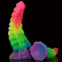 6.34in 8.66in Silicone Soft Rainbow Cock Tentacle Luminous Dildo
