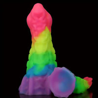 6.34in 8.66in Silicone Soft Rainbow Cock Tentacle Luminous Dildo
