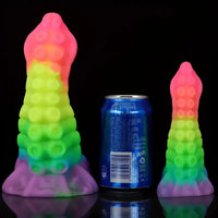 6.34in 8.66in Silicone Soft Rainbow Cock Tentacle Luminous Dildo