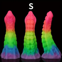6.34in 8.66in Silicone Soft Rainbow Cock Tentacle Luminous Dildo