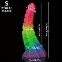 6.34in 8.66in Silicone Soft Rainbow Cock Tentacle Luminous Dildo