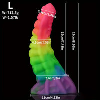 6.34in 8.66in Silicone Soft Rainbow Cock Tentacle Luminous Dildo