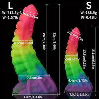 6.34in 8.66in Silicone Soft Rainbow Cock Tentacle Luminous Dildo