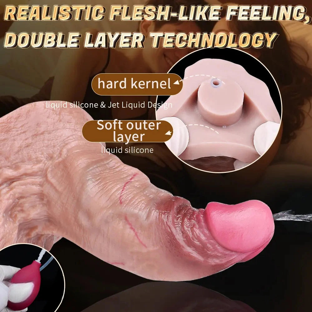 6.37in Double Density Silicone Soft Ejaculating Woman Skin Feel Dildo