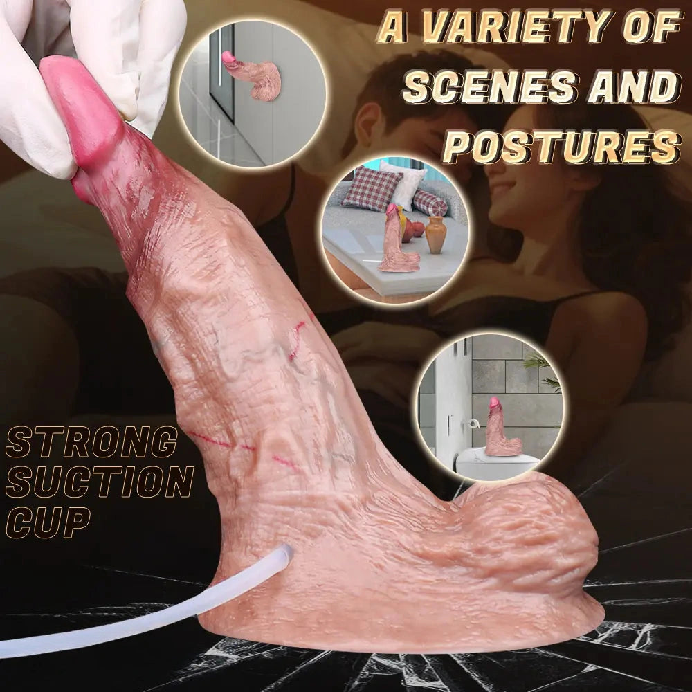 6.37in Double Density Silicone Soft Ejaculating Woman Skin Feel Dildo