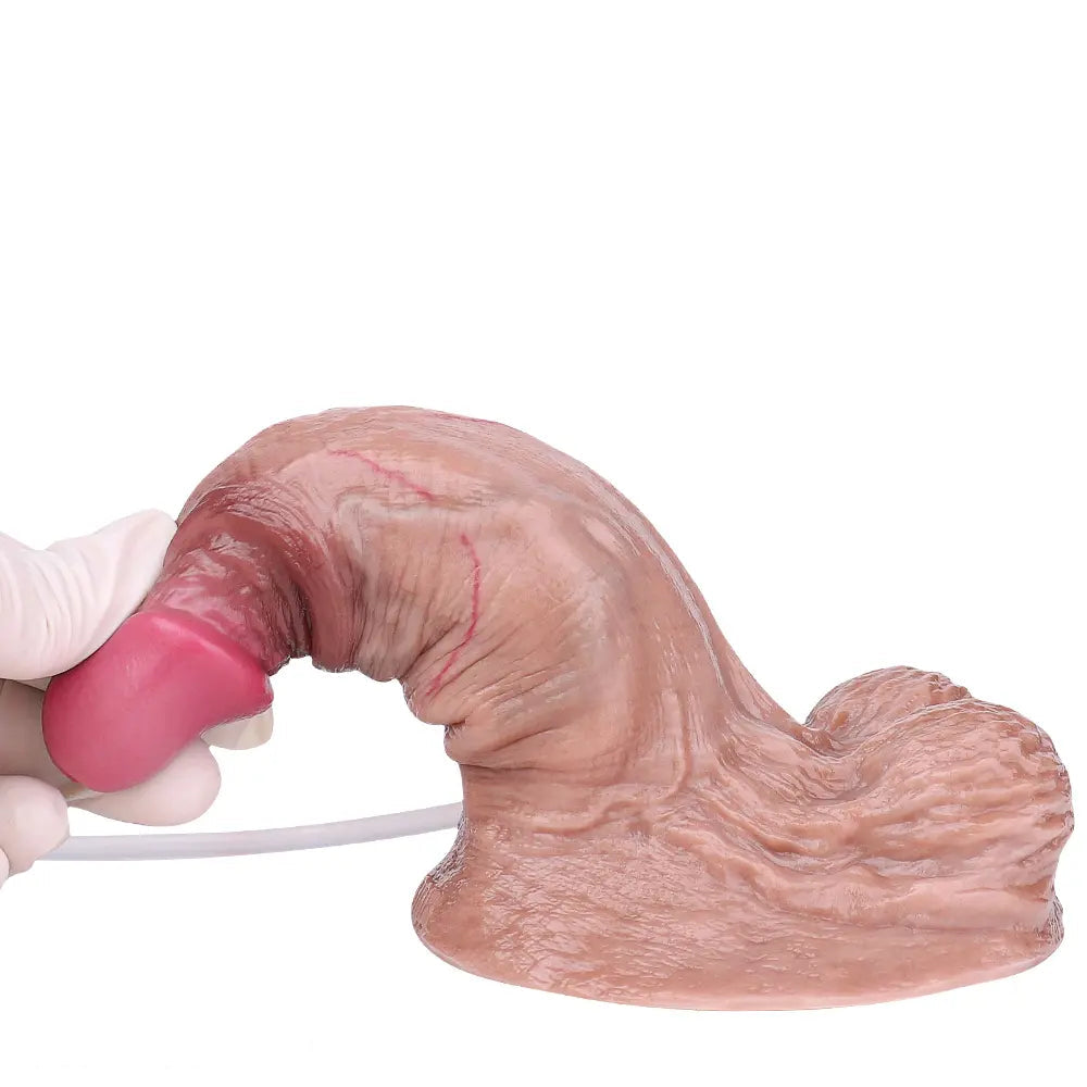 6.37in Double Density Silicone Soft Ejaculating Woman Skin Feel Dildo