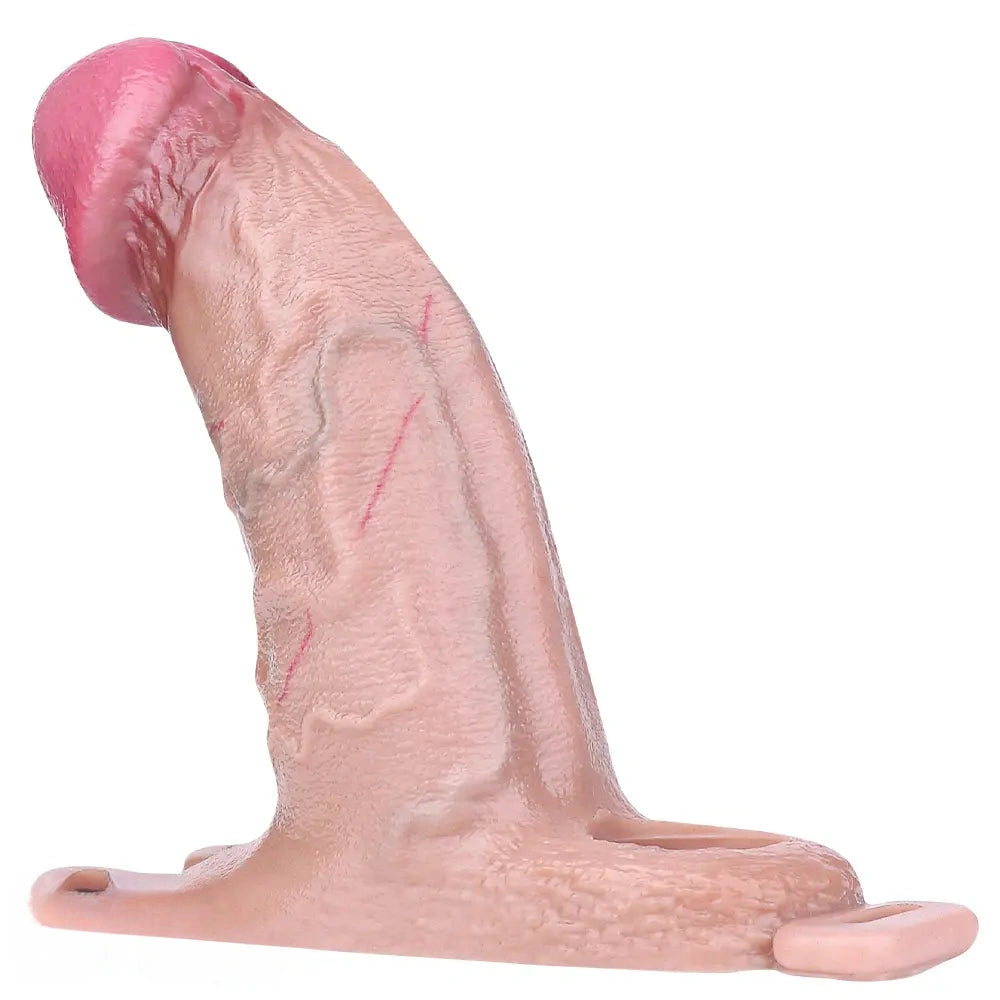 6.37in Real Feeling Strap on Penis Extender Cock Sleeve Dildo For Clit Sex
