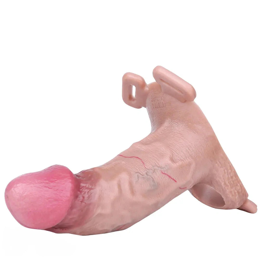 6.37in Real Feeling Strap on Penis Extender Cock Sleeve Dildo For Clit Sex