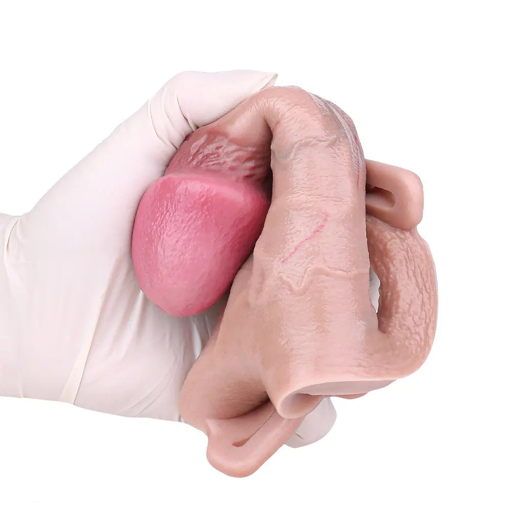 6.37in Real Feeling Strap on Penis Extender Cock Sleeve Dildo For Clit Sex