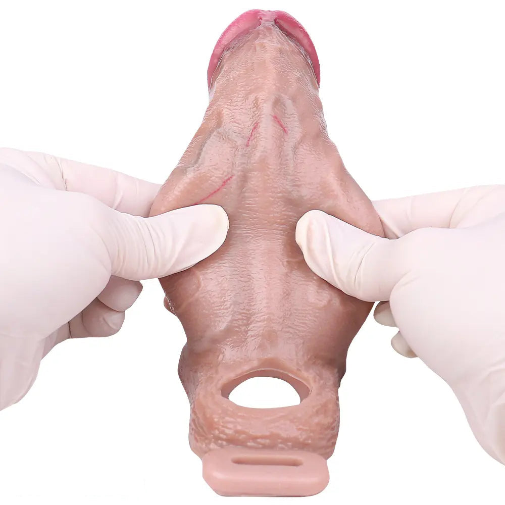 6.37in Real Feeling Strap on Penis Extender Cock Sleeve Dildo For Clit Sex