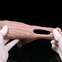 6.37in Real Feeling Strap on Penis Extender Cock Sleeve Dildo For Clit Sex